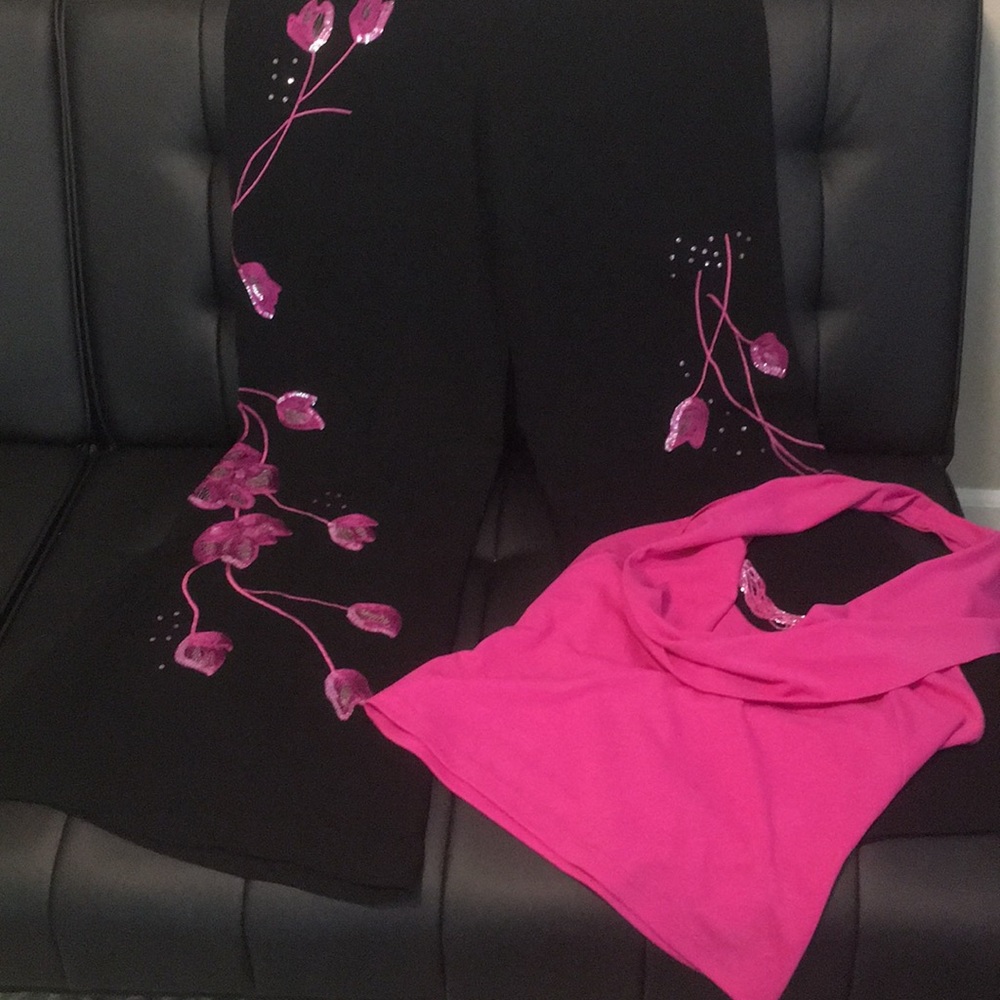 Cache, size 8, dress slacks with halter top.